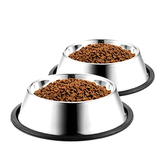 WEDAWN extra small stainless steel dog bowls with rubber bases, set of two