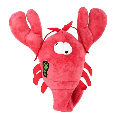 goDog Action Plush Lobster Animated Squeaky Dog Toy with Chew Guard Technology in red, one size