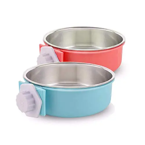 Andetcy 2-pack dog crate bowls with cross-lock attachment
