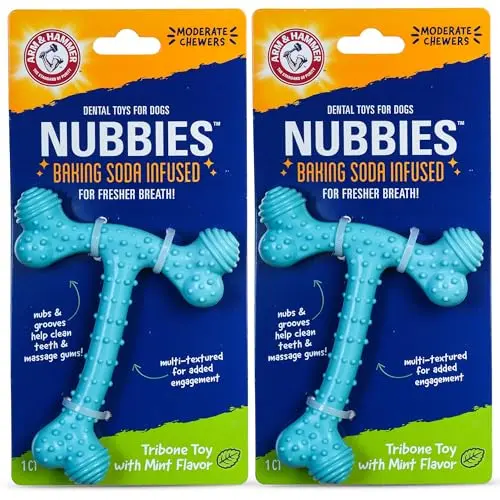 Arm & Hammer T-Bone dental chew toy with baking soda, 2-pack