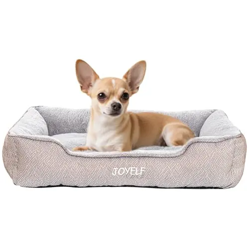 JOYELF rectangular dog bed in grey with raised sides and plush surface