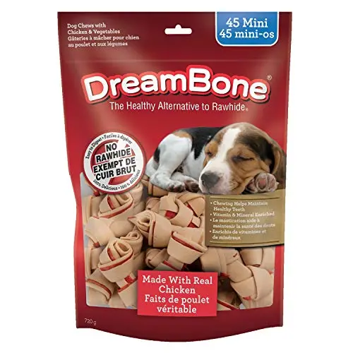 DreamBone mini chicken bone dog treats in a bag
