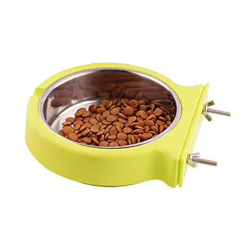 Love Dream green hanging crate bowl with pressure plate attachment and stainless steel inner bowl