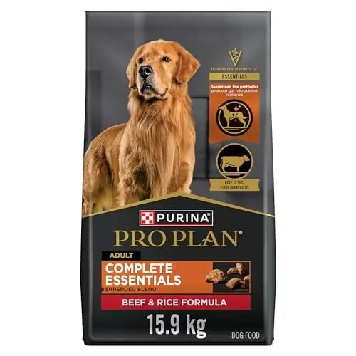Purina Pro Plan Complete Essentials Dry Dog Food, Shredded Blend Beef & Rice bag