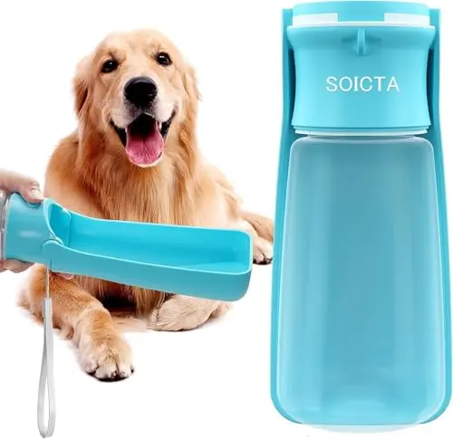 SOICTA foldable dog water bottle with blue bowl