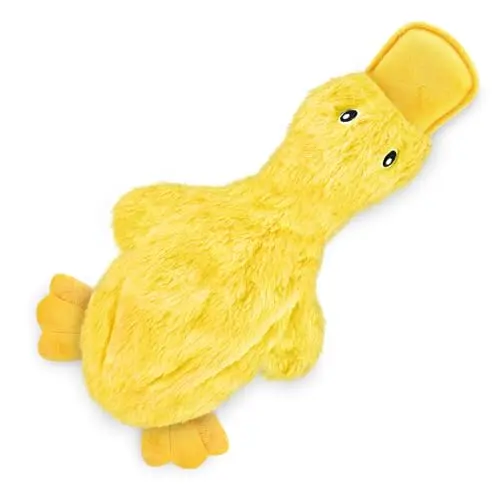 Best Pet Supplies yellow crinkle duck dog toy with soft squeaker, no stuffing