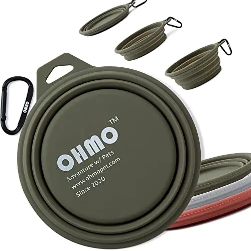 OHMO collapsible dog bowl in camo green