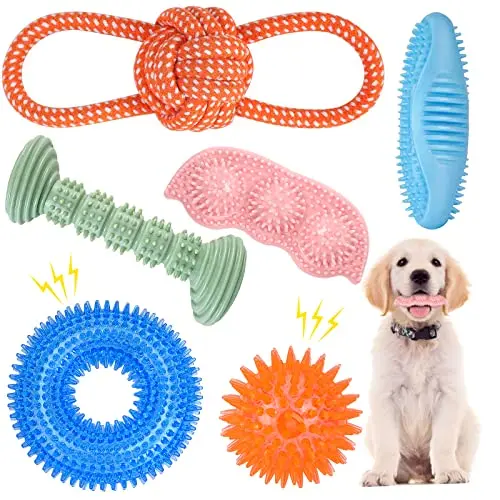 ENZZROA puppy teething toys set with donut and ball