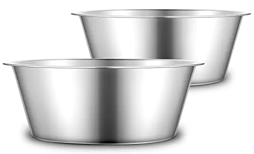 Two silver URBUDDIES large stainless steel dog bowls