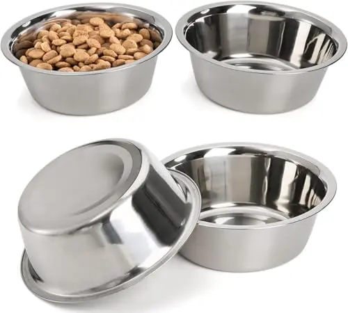 DEAYOU set of four stainless steel dog bowls