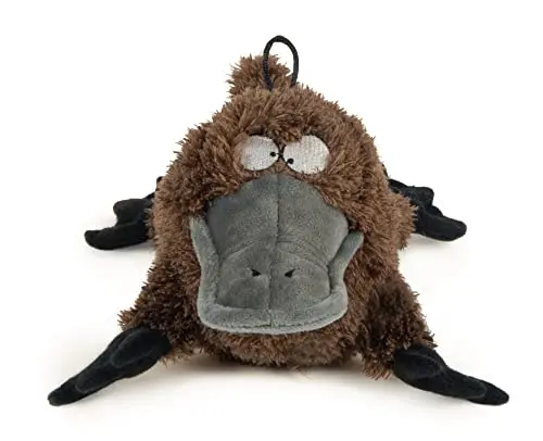 TrustyPup Strong 'N Silent Platypus Silent Squeak Plush Dog Toy with Chew Guard Technology in brown, large size