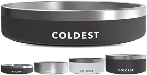 The Coldest Dog Bowl 21oz in Stealth Black on a floor