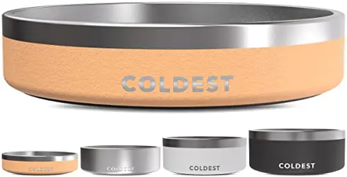 Coldest insulated stainless steel dog bowl in tan
