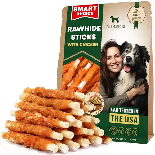 Can of Beloved Pets Rawhide Sticks Wrapped with Chicken