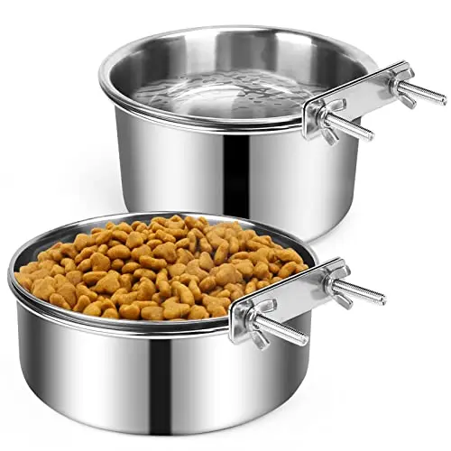 YECERCAN heavy-duty stainless steel crate bowls with mounting bracket