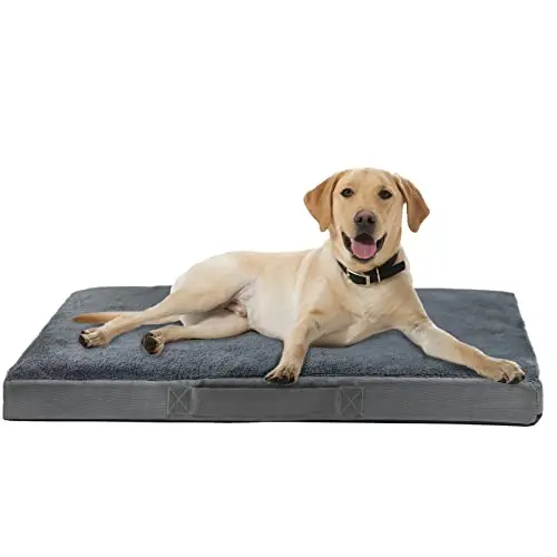 Nepfaivy large waterproof dog crate bed in dark gray with plush top