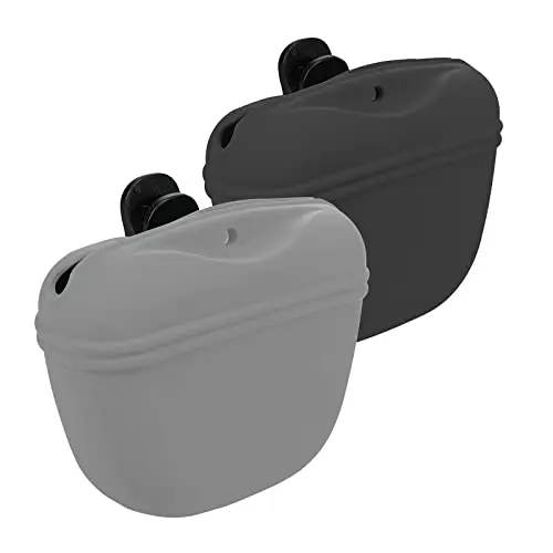 MGKSHADOW Silicone Dog Treat Pouch set of 2 grey and black with clip