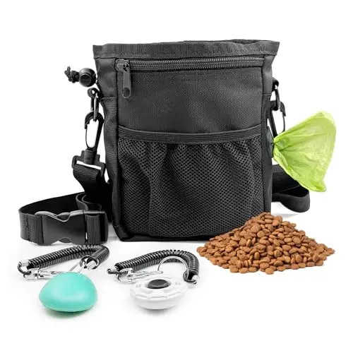 MGKSHADOW black nylon treat pouch with two clickers and shoulder/waist straps