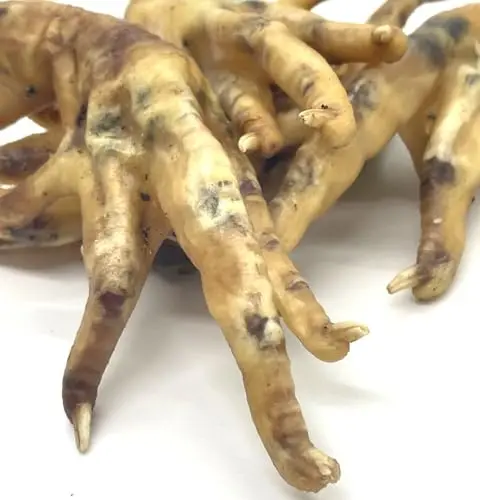 Burgham chicken feet dog chews in a bag