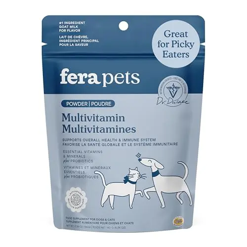 Fera Pets Cat & Dog Multivitamin goat milk powder topper container