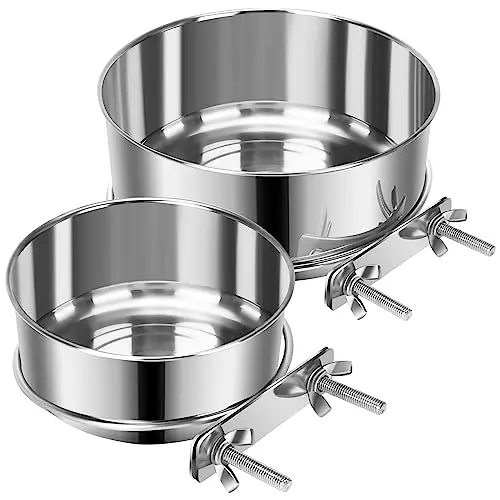Yummy Sam two-bowl set with clamp holder attached to crate