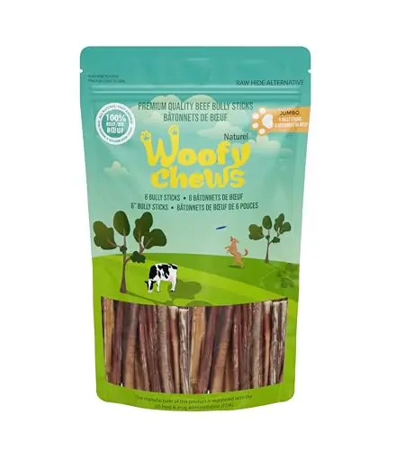 Woofy Chews jumbo thick bully sticks 6-pack