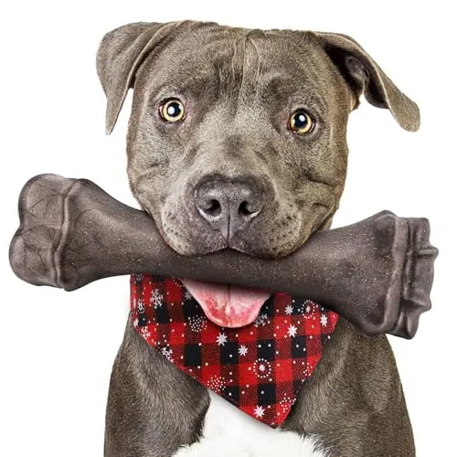 PUPTILY dark heavy-duty indestructible dog bone for large aggressive chewers