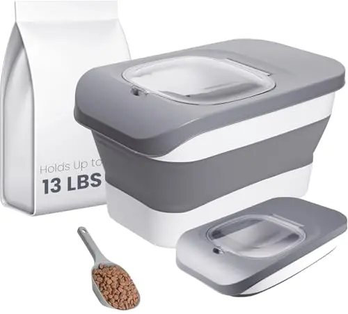 HOYTAMDAR collapsible dog food container with silicone bowl, grey