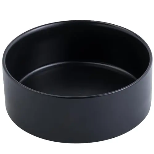 Addggo black ceramic dog bowl, 8-inch diameter, modern style