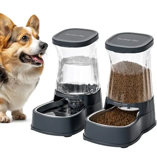 Gardner Pet stainless steel gravity dog food and water set