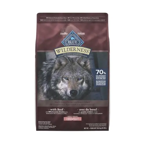 Blue Buffalo Wilderness More Meat & Wholesome Grains Large Breed Natural Dry Dog Food, Beef bag