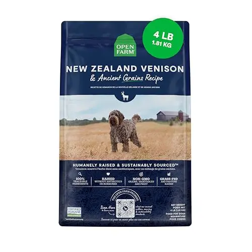 Open Farm ancient grains New Zealand venison dry dog food bag