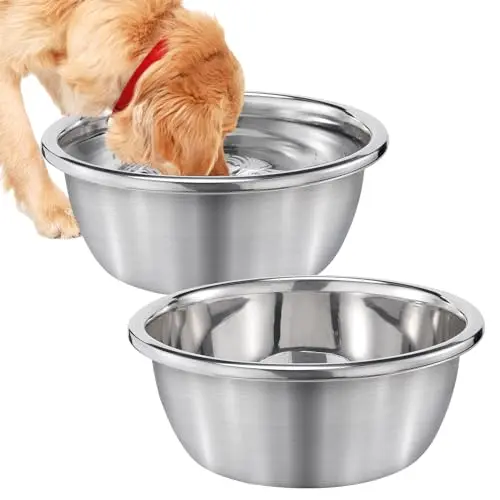 MEWTOGO two stainless steel large dog bowls stacked