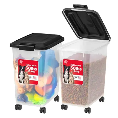 IRIS USA 2-pack dog food storage containers, black