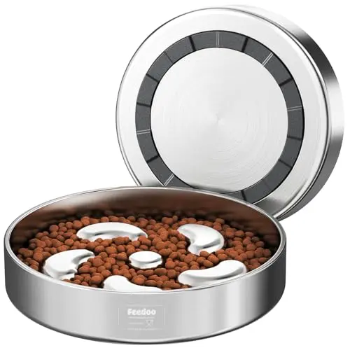 Feedoo stainless steel slow feeder dog bowl with non-slip base