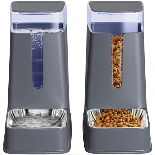 Hipidog gravity-fed dog feeder and water dispenser set