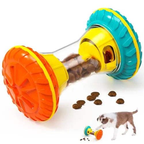 MateeyLife red-blue barbell-shaped dog treat dispenser toy