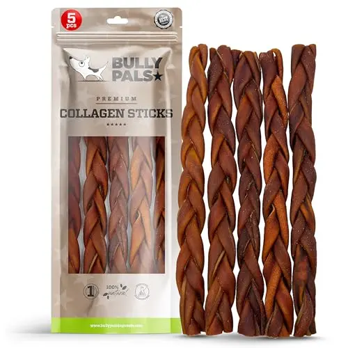 Bully Pals 12-inch braided beef collagen sticks for medium to large dogs