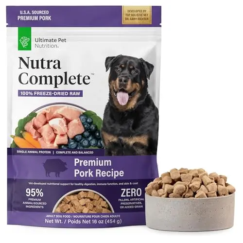 Ultimate Pet Nutrition Nutra Complete Freeze-Dried Raw Pork dog food bag