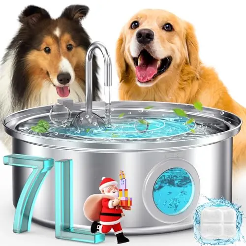 oneisall PWF002 extra large dog water fountain stainless steel