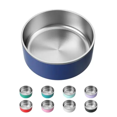 LIHOOOOM large 40oz stainless steel dog bowl with non-slip ring