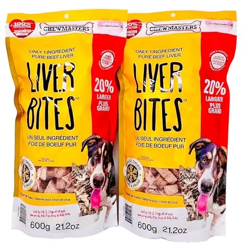 Chewmasters freeze dried beef liver bites dog treats