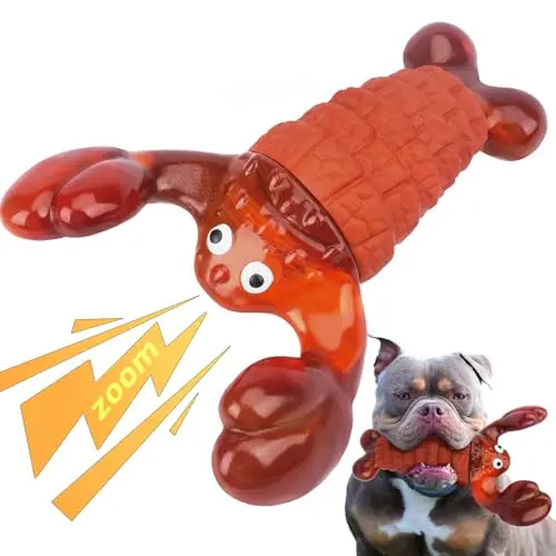 BIKIISEN red lobster-shaped dog chew toy with bacon flavour