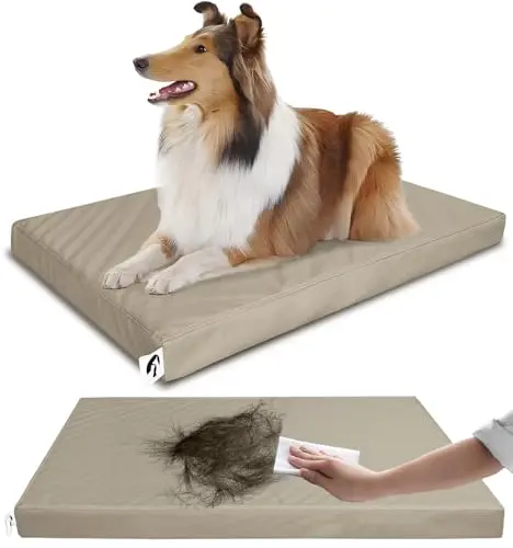 Brown faux leather rectangular dog bed