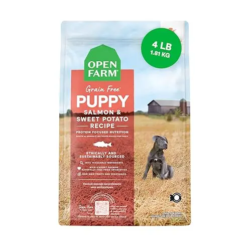 Open Farm Salmon and Sweet Potato puppy dry dog food bag