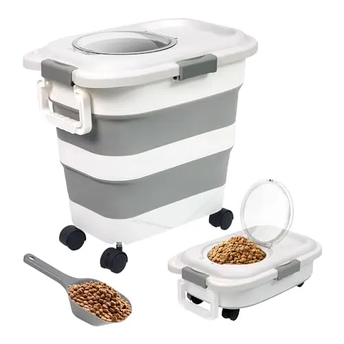 Adorabby large collapsible dog food container, white