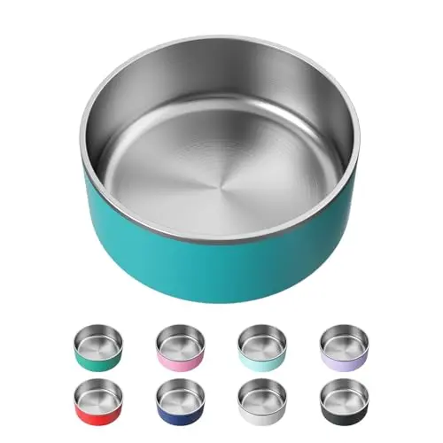 LIHOOOOM lakeblue stainless steel dog bowl with anti-slip ring