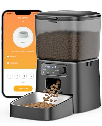 oneisall automatic feeder with app control and stainless steel bowl