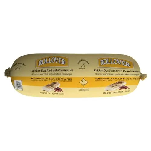 Rollover Chicken & Cranberry dog food roll packaging