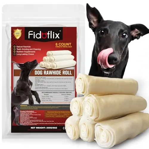 FidoFlix retriever rolls rawhide sticks in bag